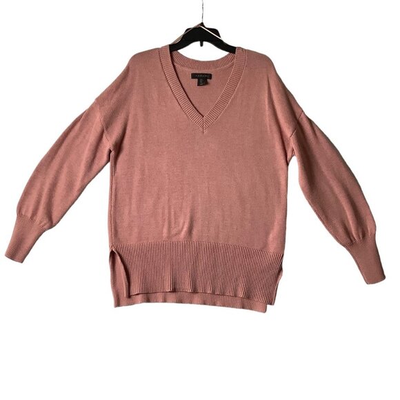 Tahari Sweaters - Tahari Sweater Women Size Large V-neck Long Sleeve Pink Ribbed Hem Oversized